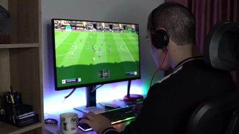 Man Playing Games on Computer Stock Footage 194244614
