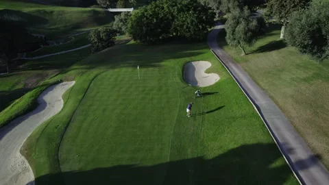 A man playing golf view from the air Stock Footage 232652287