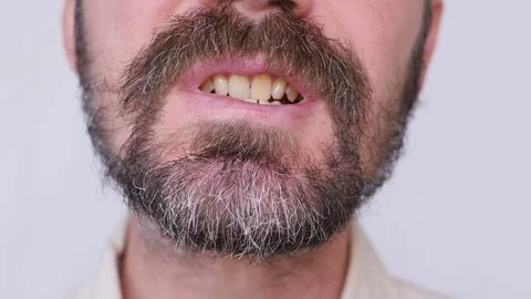 A man Playing with a gray Beard Stock Footage 105264834