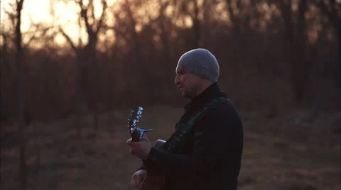 Man is Playing Guitar Stock Footage 47896073
