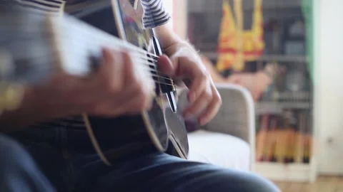 Man playing guitar at home. Stock-Footage 252325558