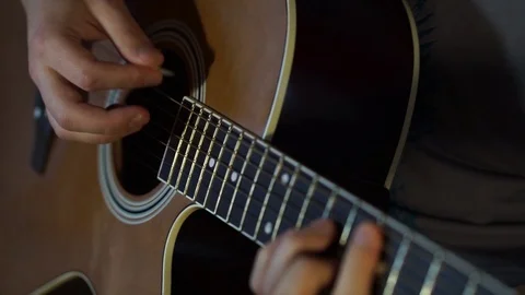 Man playing guitar indoors Stock-Footage 98366384