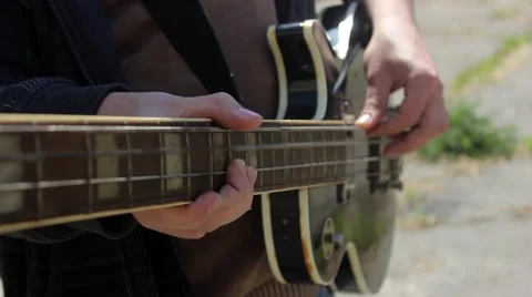 Man Playing on a guitar. POV view Stock Footage 49508328
