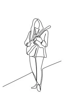 A man playing guitar. single continuous stroke drawing. Hand drawn style Stock Illustration