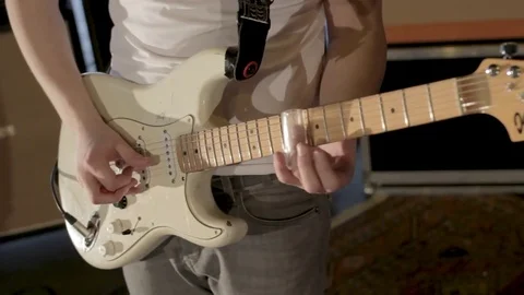 Man Playing Guitar With Slider Stock Footage 81957344