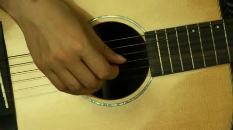 Man playing guitar,strum. Stock Footage