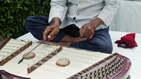 Man playing hammered dulcimer Stock Footage 196974839
