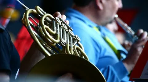 A man playing on horn Stock Footage 11029215