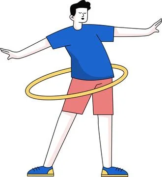 Man playing hula hoop exercise Illustrazione stock