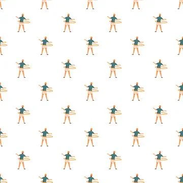 Man playing hula hoop repeating pattern seamless design Illustrazione stock