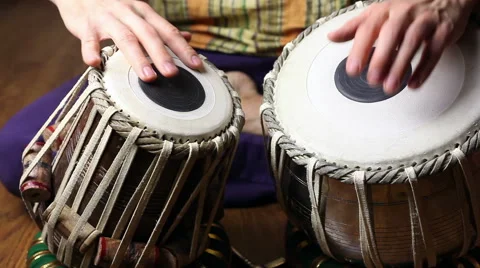 Man playing on Indian tabla drums Stock Footage 58027943