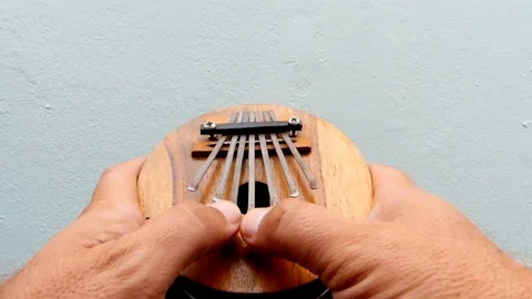 Man playing a kalimba Stock Footage 118014000
