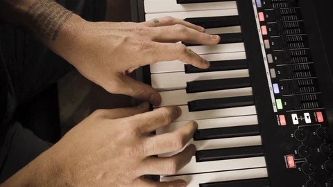 Man Playing Keyboard In Slowmo Stock Footage 101490303