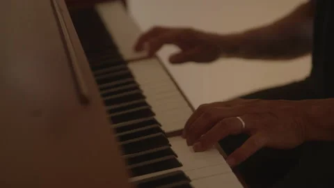 Man Playing Keys On Piano Stock Footage 208782079