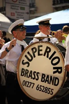 Man playing large drum Stock Photos