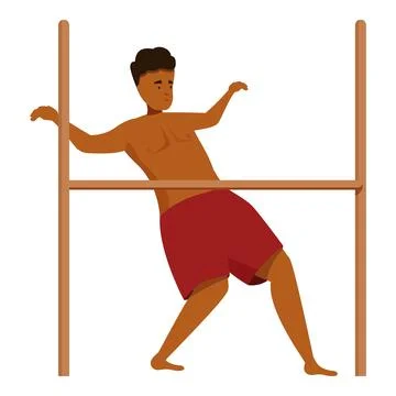 Man playing limbo, bending backwards and avoiding falling Stock Illustration