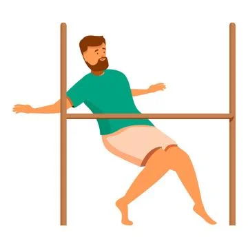 Man playing limbo, bending backwards and avoiding falling Stock Illustration