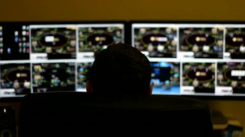 Man Playing Online Poker, multitabling. Time-lapse Stock Footage 59542685