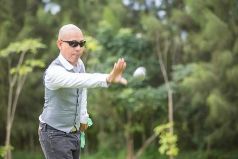 Man playing petanque Stock Photos