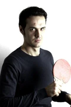 Man playing ping pong Stock Photos