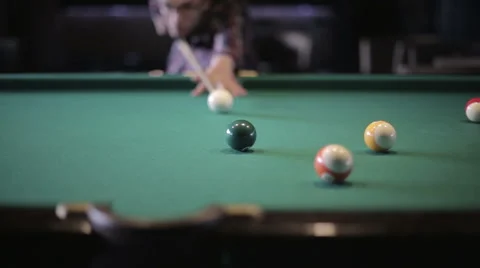 Man playing pool billiards Stock Footage 56823850