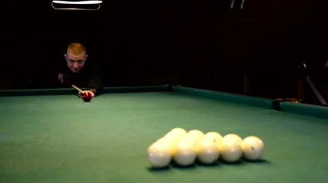 Man playing pool, billiards Stock Footage 61934829