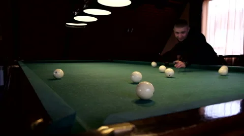Man playing pool, billiards Stock Footage 61934936