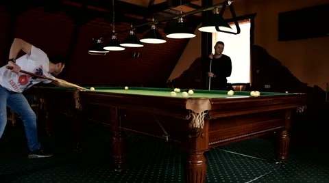 Man playing pool, billiards Stock Footage 61934991