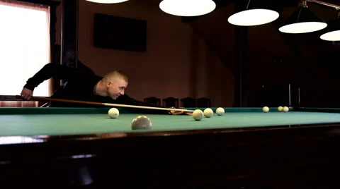 Man playing pool, billiards Stock Footage 61935038