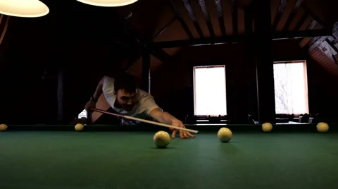 Man playing pool, billiards Stock Footage 61935070