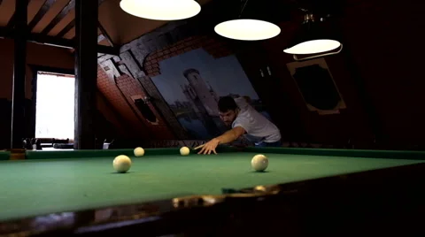 Man playing pool, billiards Stock Footage 61935145