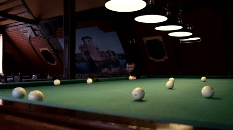 Man playing pool, billiards Stock Footage 61935238