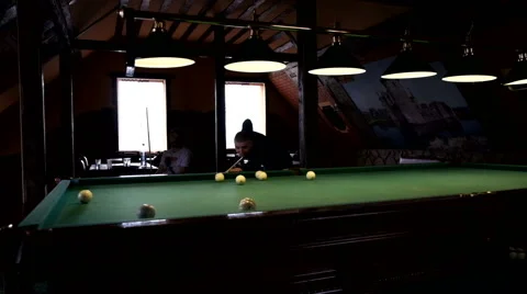 Man playing pool, billiards Stock Footage 61935913