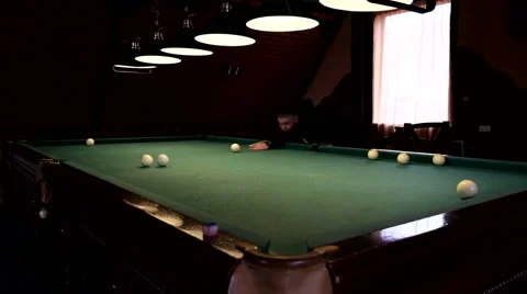 Man playing pool, billiards Stock Footage 61936210