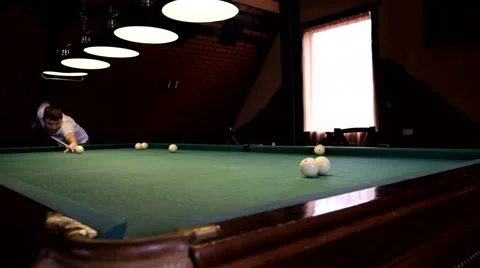 Man playing pool, billiards Stock Footage 61936365