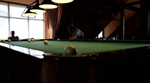 Man playing pool, billiards Stock Footage 61937058