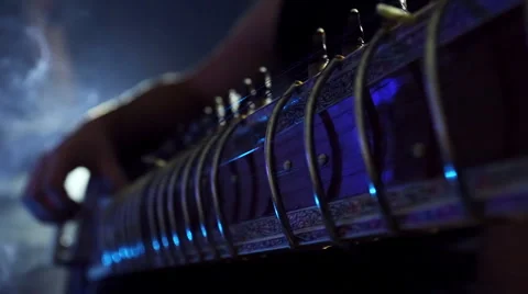 Man Playing Raga the Sitar. Closeup. Eastern Music Stock Footage 59643740