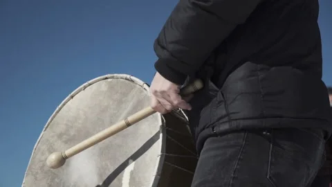 A man playing on the Ramadan drums Stock Footage 144381187