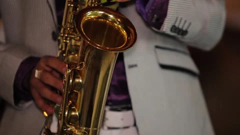 A man playing the saxophone close-up Stock Footage 149003616