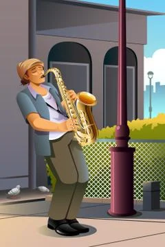 Man Playing Saxophone Stock Illustration