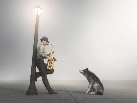 Man playing saxophone Stock Illustration