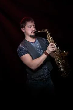 Man playing saxophone Stock Photos