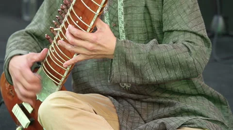 Man playing the sitar. Close-up. Stock Footage 53224698