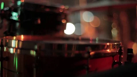 Man Playing on Snare Drum. Close Up View from Back. Stock Footage 75614151