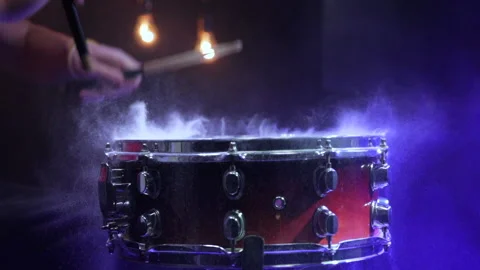 Man playing on snare with drumsticks. Stock Footage 145185230