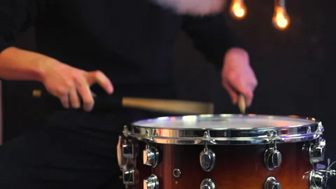 Man playing on snare with drumsticks. Stock Footage 145185404