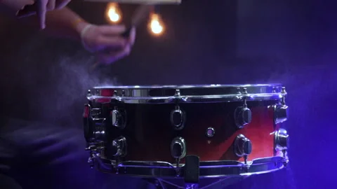 Man playing on snare with drumsticks. Stock Footage 145185845