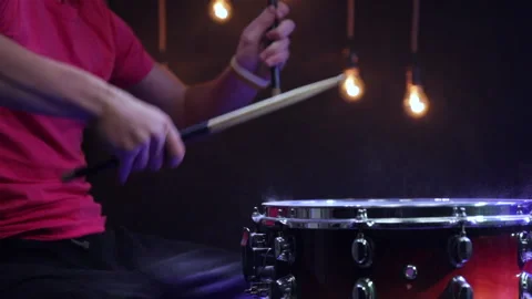 Man playing on snare with drumsticks. Stock Footage 145185897