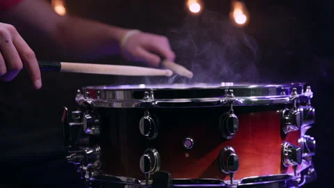 Man playing on snare with drumsticks. Stock Footage 145197397