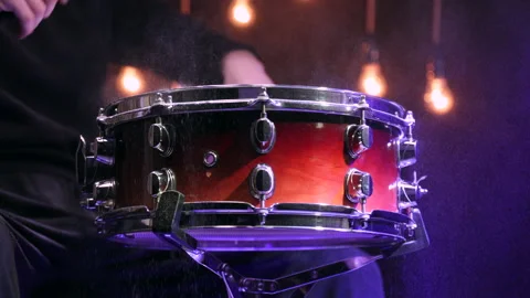 Man playing on snare with drumsticks. Stock Footage 145198548